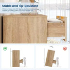 Comò scanalato da 55 pollici con maniglie dorate, comò organizer a 10 cassetti, cassettiera lunga moderna per camera da letto, naturale
