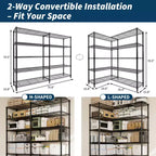 71 W Scaffali portaoggetti, Scaffale in metallo a 5 ripiani, Scaffale a filo resistente regolabile, Scaffale da cucina per dispensa, garage, uso commerciale