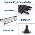 71 W Scaffali portaoggetti, Scaffale in metallo a 5 ripiani, Scaffale a filo resistente regolabile, Scaffale da cucina per dispensa, garage, uso commerciale