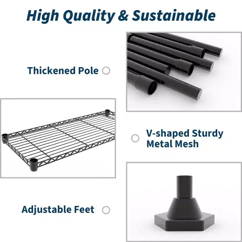 71 W Scaffali portaoggetti, Scaffale in metallo a 5 ripiani, Scaffale a filo resistente regolabile, Scaffale da cucina per dispensa, garage, uso commerciale