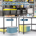 71 W Scaffali portaoggetti, Scaffale in metallo a 5 ripiani, Scaffale a filo resistente regolabile, Scaffale da cucina per dispensa, garage, uso commerciale