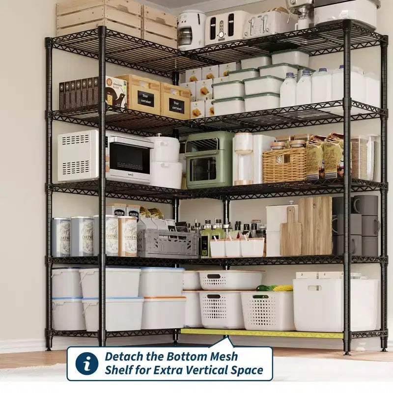 71 W Scaffali portaoggetti, Scaffale in metallo a 5 ripiani, Scaffale a filo resistente regolabile, Scaffale da cucina per dispensa, garage, uso commerciale