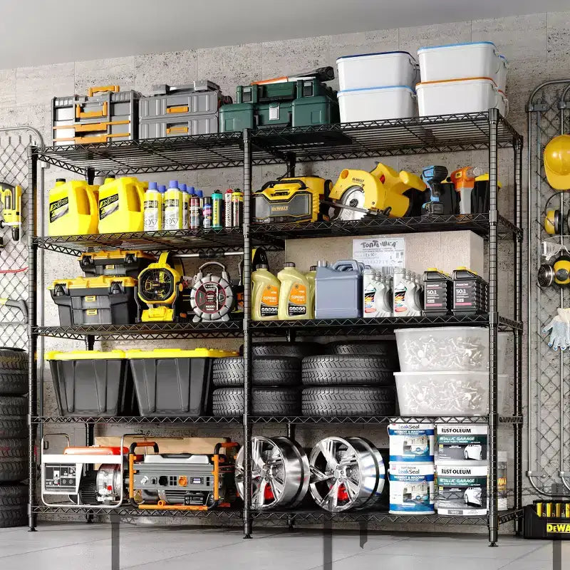 71 W Scaffali portaoggetti, Scaffale in metallo a 5 ripiani, Scaffale a filo resistente regolabile, Scaffale da cucina per dispensa, garage, uso commerciale