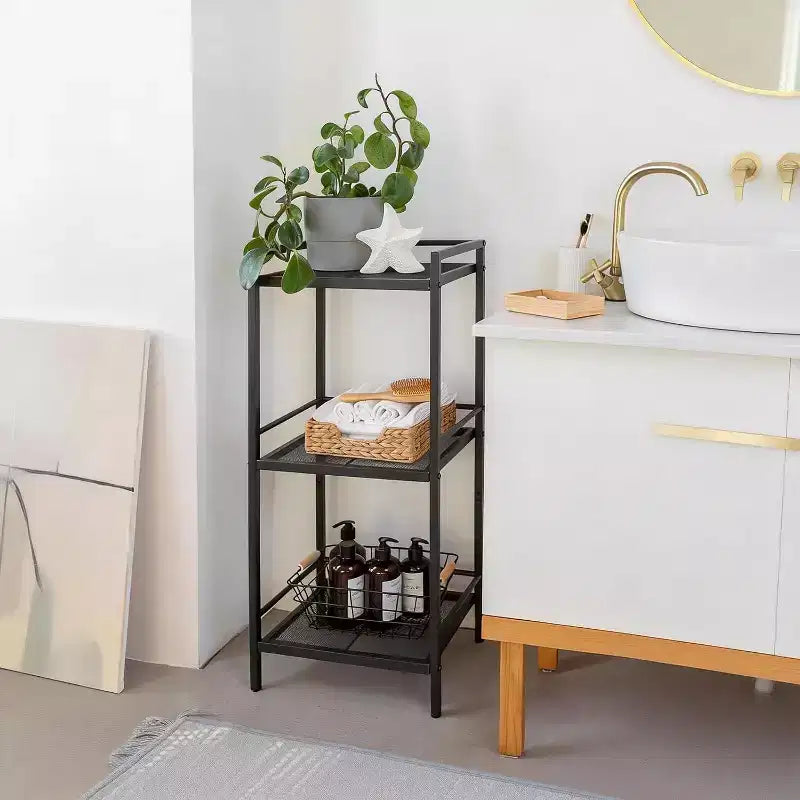 Scaffale portaoggetti in acciaio al carbonio a 3/4 ripiani, unità di scaffalatura portaoggetti per bagno e supporto per piante, libreria angolare per organizzazione cucina e lavanderia