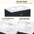 Mobile bagno a doppia lavabo 48 Vintage, con ante a chiusura ammortizzata e ripiano