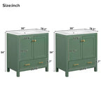 Mobile bagno a doppia lavabo 48 Vintage, con ante a chiusura ammortizzata e ripiano