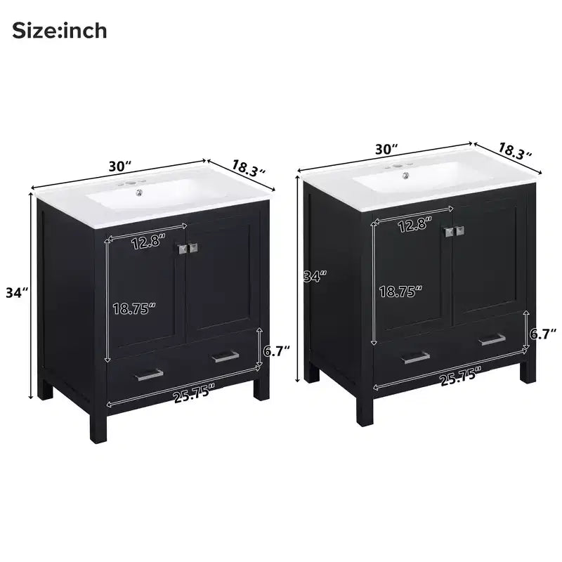 Mobile bagno a doppia lavabo 48 Vintage, con ante a chiusura ammortizzata e ripiano