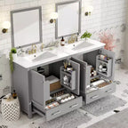 Mobile bagno a doppia lavabo 48 Vintage, con ante a chiusura ammortizzata e ripiano