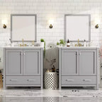 Mobile bagno a doppia lavabo 48 Vintage, con ante a chiusura ammortizzata e ripiano