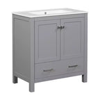 Mobile bagno a doppia lavabo 48 Vintage, con ante a chiusura ammortizzata e ripiano