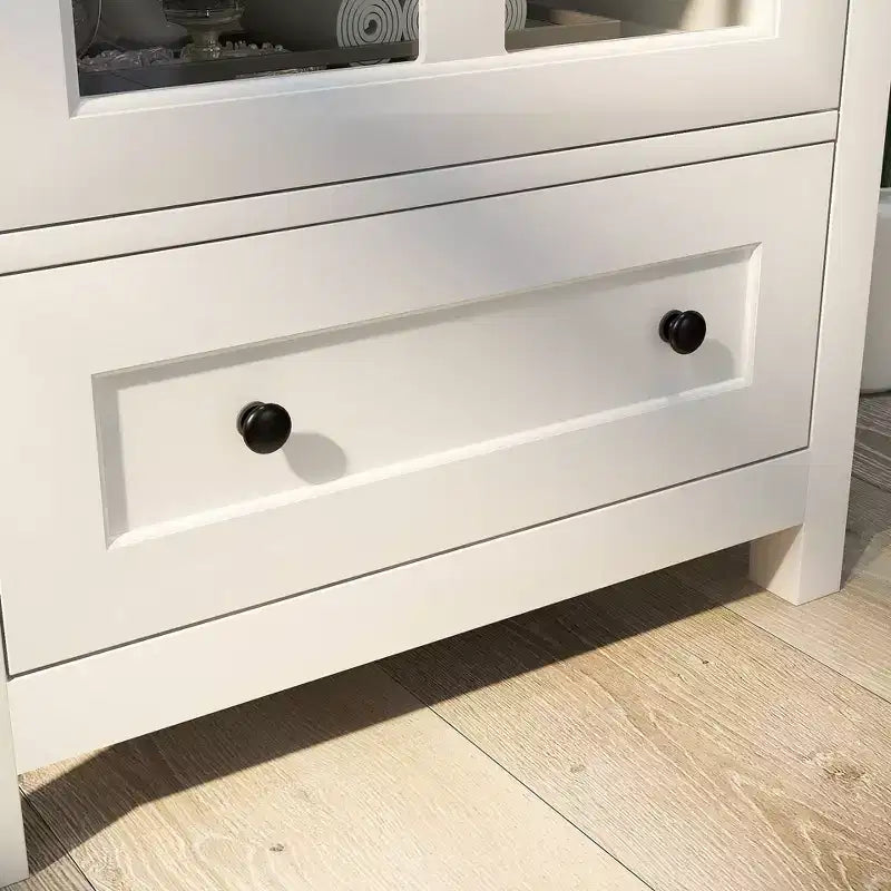 Credenza Buffet, Consolle con Ante in Vetro, Maniglie a Campana in Metallo, Ripiano Regolabile, 1 Cassetto, Credenza per Soggiorno, Cucina