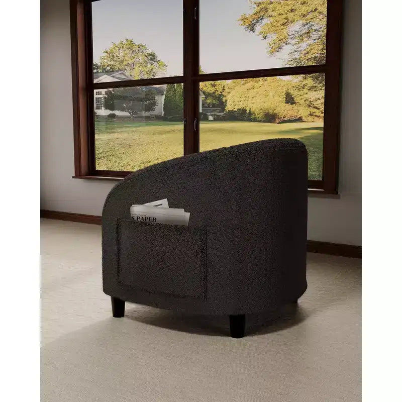 Poltrona d'accento, Poltroncine a barile in boucle accoglienti, Comoda poltrona club rotonda, Poltrona moderna con morbido cuscino, per Soggiorno, Camera da letto, Lettura