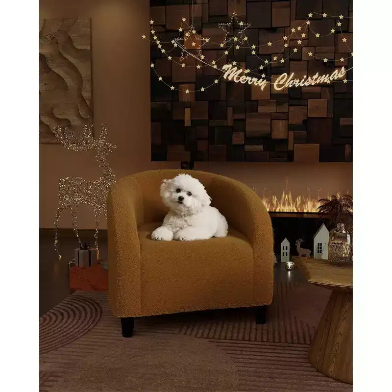 Poltrona d'accento, Poltroncine a barile in boucle accoglienti, Comoda poltrona club rotonda, Poltrona moderna con morbido cuscino, per Soggiorno, Camera da letto, Lettura