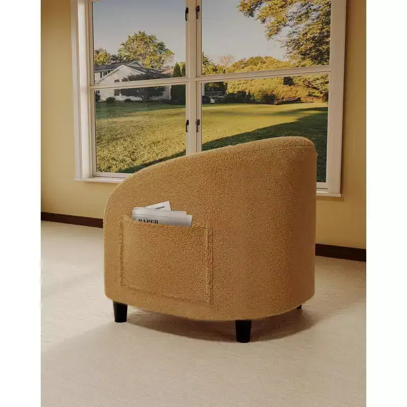 Poltrona d'accento, Poltroncine a barile in boucle accoglienti, Comoda poltrona club rotonda, Poltrona moderna con morbido cuscino, per Soggiorno, Camera da letto, Lettura