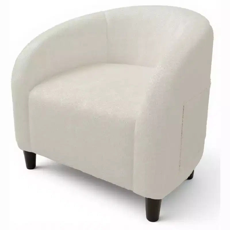 Poltrona d'accento, Poltroncine a barile in boucle accoglienti, Comoda poltrona club rotonda, Poltrona moderna con morbido cuscino, per Soggiorno, Camera da letto, Lettura
