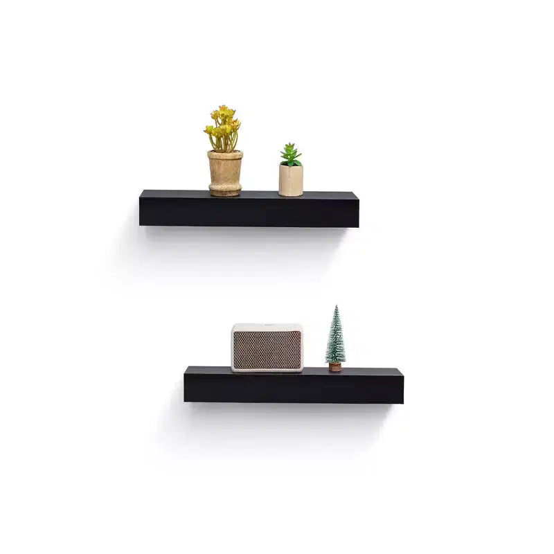 18.11 Mensola galleggiante nera in legno con supporto invisibile, perfetta per l'arredo di bagno/camera da letto/cucina o per esporre libri/piante, facile da installare