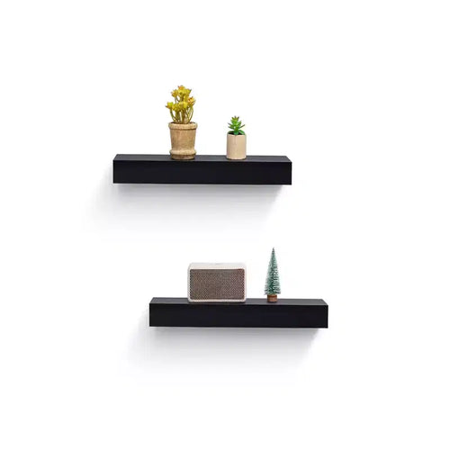 18.11 Mensola galleggiante nera in legno con supporto invisibile, perfetta per l'arredo di bagno/camera da letto/cucina o per esporre libri/piante, facile da installare