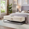 58.6 Panca Ottomana di Tendenza a Fondo Letto con Contenitore, Ottomana di Lusso in Velluto, Panca Accento Imbottita in Morbida Schiuma con Gambe in Ferro, Capacità 227 kg