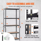 Scaffale portaoggetti 30x12x60 pollici, a 5 ripiani regolabili con capacità di 2000 libbre, ripiani da garage per carichi pesanti, organizer in metallo, porta attrezzi, nero