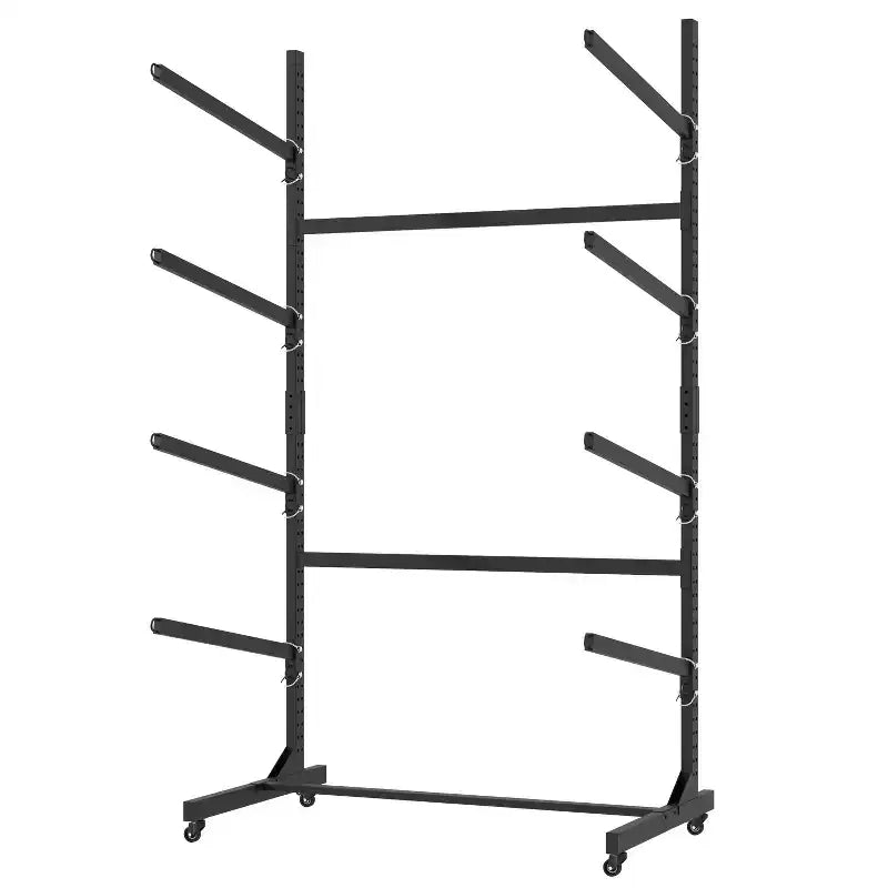 Porta kayak autoportante 80H, supporto regolabile resistente con ruote bloccabili, capacità 4 kayak/canoa/SUP/tavola da surf (nero)