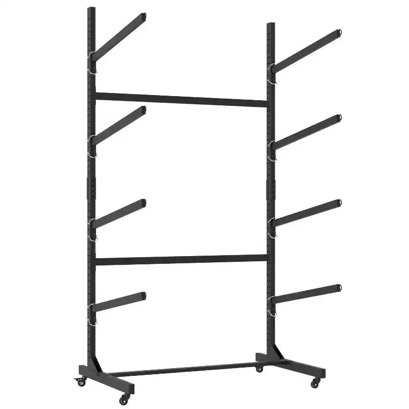 Porta kayak autoportante 80H, supporto regolabile resistente con ruote bloccabili, capacità 4 kayak/canoa/SUP/tavola da surf (nero)