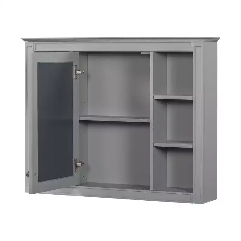 Armadietto a specchio da bagno 35 x 27.5 con 6 ripiani aperti, mobiletto pensile (senza mobiletto sottolavabo)