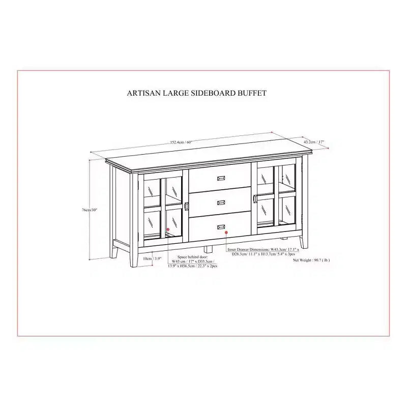 Grande Credenza Stratford Marrone Castagno Scuro