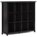 WyndenHall 48" Halifax 12 Cube Storage Bookcase Hickory Brown: Transitional Style, Pine & Plywood Frame, Fixed Shelves